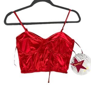Mixed threads los angeles corset top satin red sz small NWT